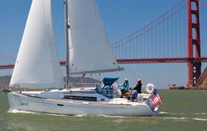 charter yacht sailing by the Golden Gate bridge
