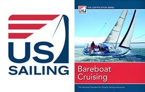 Bareboat Crusing book cover and US Sailing logo