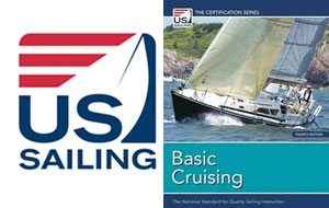 Basic Cruising book cover and US Sailing logo