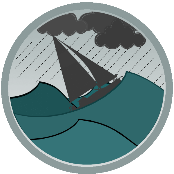Illustration of a sailboat on rough seas
