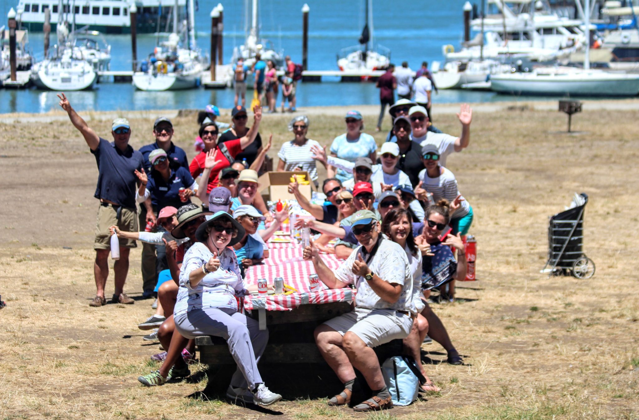 Club Nautique members having a picnic at a marina