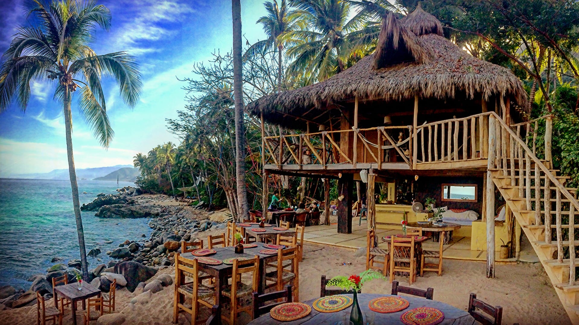 Two story palapa on the beach