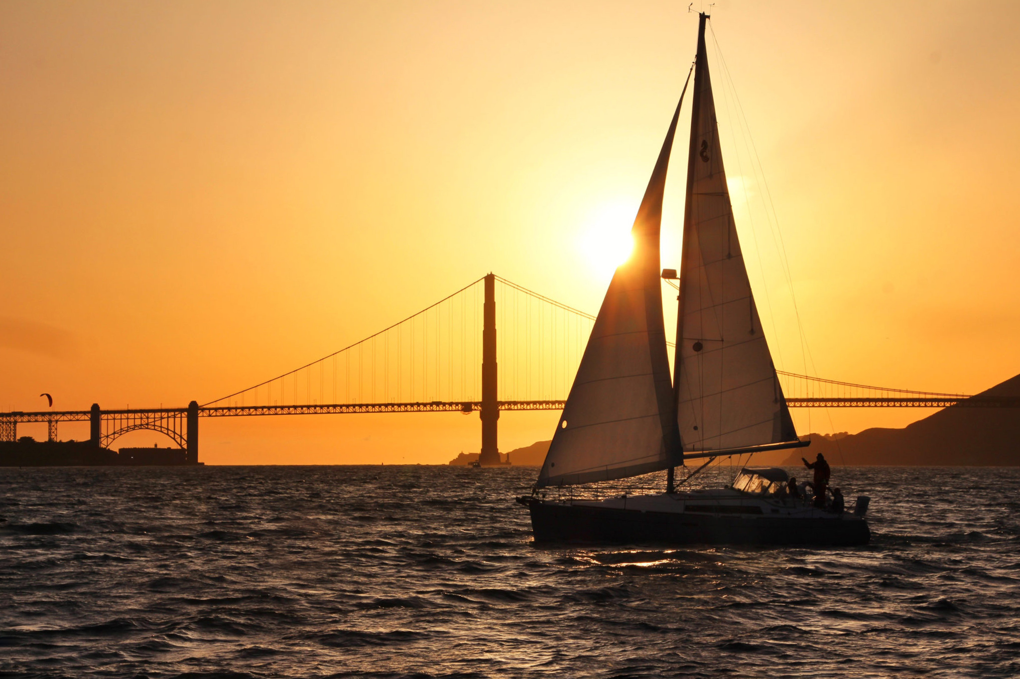 Sailing by the Golden Gate at Sunset